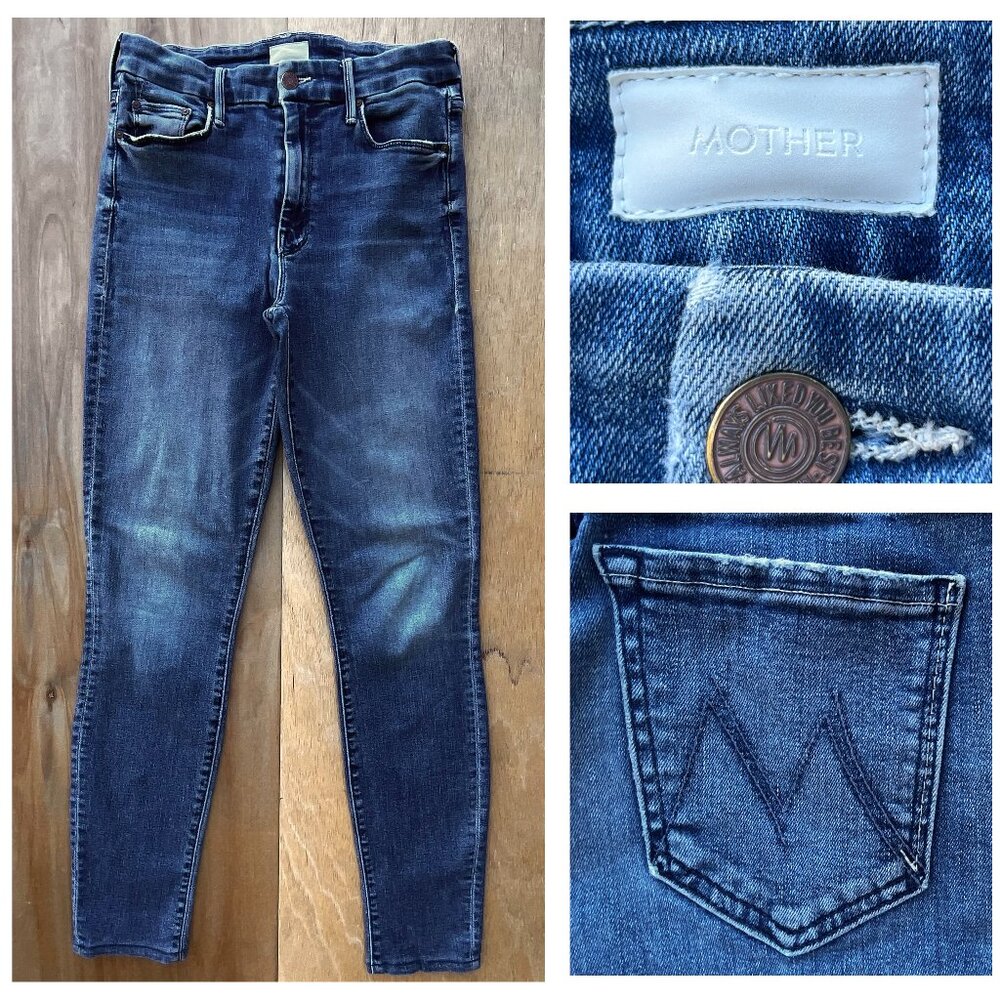 MOTHER THE LOOKER MID RISE ANKLE JEANS Women’s sz 27 Distressed Stretch Denim